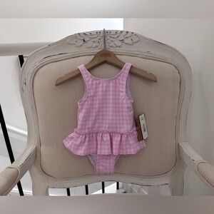 💗 6~12 Mth Pink Gingham Ruffle Baby Swimsuit NWT